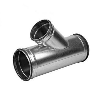 Spiro T-stuk 45° Ø 125-100 mm. SAFE (met rubber) 125-100-125